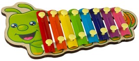 KIK Farebný drevený cimbal pre deti húsenica