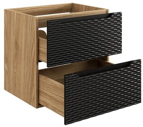 Závěsná skříňka pod umyvadlo Ocean 60 cm dub olejovaný/černá