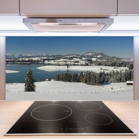 Sklenený obklad Do kuchyne Jazero sneh príroda hory 125x50 cm