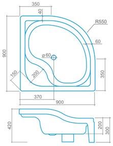 Roltechnik Polohlboká samonosná sprchová vanička SEMIDEEP NEO 90 cm 90 cm