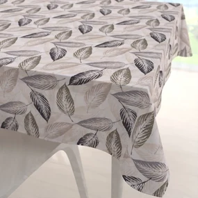 Biante Dekoračný štvorcový obrus PML-056 Zeleno-čierne listy na béžovom 90x90 cm