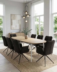 Otočná jedálenská stolička Stanley, čalúnená, čierna