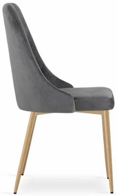 Stolička IMOLA velvet - sivý zamat, nohy vo farbe dreva - vintino.sk