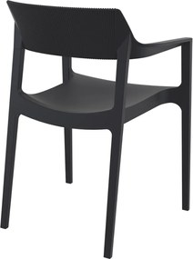 TULUM záhradná stolička s podrúčkami black