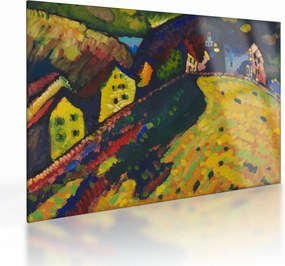 Sklenený obraz - Vasily Kandinsky, Houses at Murnau, reprodukcia (70x50 cm)