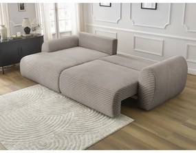 Svetlosivo-béžová menčestrová rozkladacia rohová pohovka (ľavý roh) Lucien – Bobochic Paris