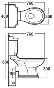 Aqualine Sapho, ANTIK WC kombi misa, biela