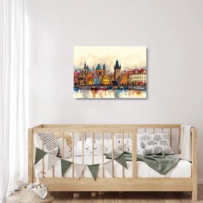 Sklenený obraz - Jeseň v maľovanom meste (70x50 cm)