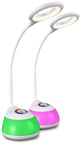 PLX Flexibilná LED stolná lampa GORDON, 5W, teplá biela, RGB, biela