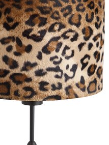 Stolná lampa čierna s tienidlom z zamatu s leopardím vzorom 25 cm - Parte
