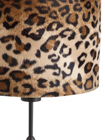 Stolová lampa čierny zamatový odtieň leopardie prevedenie 25 cm - Parte