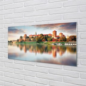 Sklenený obraz Krakow hrad rieka 140x70 cm