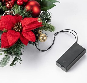 Vianočný veniec POINSETTIA s LED osvetlením, 30 cm