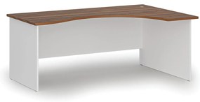 Ergonomický kancelársky písací stôl PRIMO WHITE, 180x120 cm, pravý, biela/orech