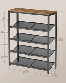 Botník Vasagle Lorado 93 cm medově hnědý/černý