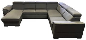 Rozkladacia sedacia súprava s univerzálnym U-rohom a úložným priestorom GRANADA tm. sivá