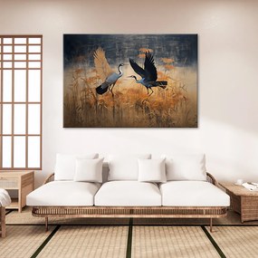 Obraz na plátně, Ptáci jeřábi abstrakce - 120x80 cm