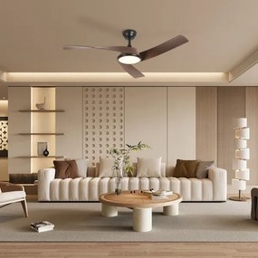 ZEVENTI - LED stropný ventilátor AERYS LED/24W/230V Wi-Fi Tuya čierna/orech + diaľkové ovládanie