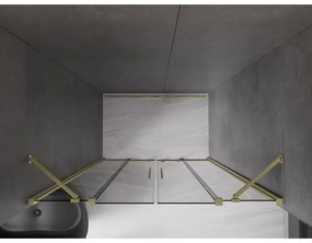 Mexen Velar Duo, posuvné sprchové dvere do otvoru 140 cm, 8mm šedé sklo, zlatá matná, 871-140-000-42-55