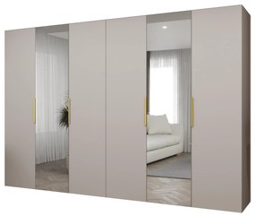 Šatníková skriňa 300 cm Mirabella 2 (kašmír + zlatá). Akcia -20%. Vlastná spoľahlivá doprava až k Vám domov. 1126445