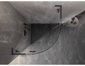 Mexen Lunar, L polkruhový výklopný sprchový kút 80 x 80 cm, 8mm číre sklo, grafitový profil, 833L-080L-080P-95-00