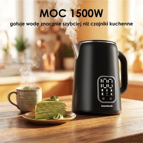 Bauerkraft Inteligentná bezdrôtová rýchlovarná kanvica – 1,7l čierna