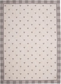 Tea Towel  50x70 cm Beige Grey Cotton Hearts - 50*70 cm