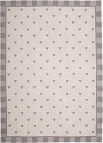 Tea Towel 50x70 cm Beige Grey Cotton Hearts - 50*70 cm