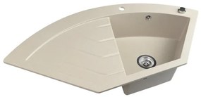 Sapho - Rohový kuchynský drez 114x57,5 cm granit/béžová