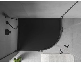Mexen Flow, asymetrická štvrťkruhová sprchová vanička slim, ľavá 100 x 80 cm, čierna matná, 46Q708010L