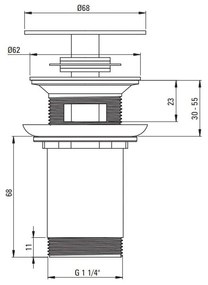 Deante Click-Clack, univerzálna umývadlová odtoková zátka s kovovým puzdrom, brúsený bronz, DEA-NHC_CC0U