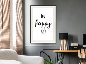 Artgeist Plagát - Be Happy [Poster] Veľkosť: 20x30, Verzia: Zlatý rám s passe-partout