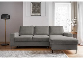 Sivá menčestrová rozkladacia rohová pohovka (pravý roh) Lofty Lilly – Miuform