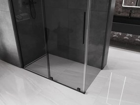Mexen Velar, sprchový kút s posuvnými dverami 150 x 90 cm, 8mm šedé sklo, čierna matná, 871-150-090-41-70