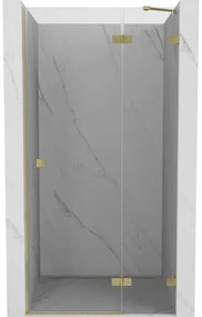 Mexen, Mexen Lunar pravé otočné sprchové dvere 125 cm, transparentné, brúsené zlato - 834-125-000-55-00-P