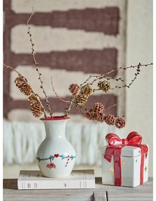 Biela váza s vianočným motívom z kameniny (výška 16 cm) Yule – Bloomingville