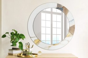 Okrúhle zrkadlo s potlačou Biely mramor fi 60 cm