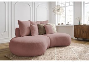 Ružová pohovka z textílie bouclé 260 cm Saint-Germain – Bobochic Paris