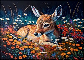 Sklenený obraz - Maľované srne (70x50 cm)