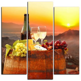 Obraz na plátne - Fľaša vína na vinici - štvorec 3152C (105x105 cm)