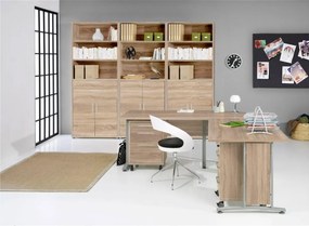 Rohový psací stůl Officer 80400/304 230 cm s kontejnerem dub Sonoma/stříbrný