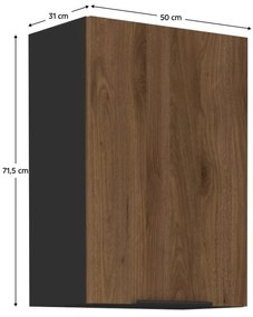 Horná kuchynská skrinka Monzesa 50 G 72 1F (orech okapi + čierna) . Vlastná spoľahlivá doprava až k Vám domov. 1096959