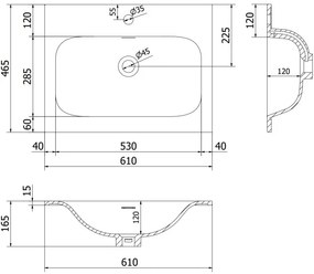 Mexen Rivel, kúpeľňová skrinka 60 cm s umývadlom Vela, 1 zásuvka, drážkovaná, sivá matná/biela, 91A20-06047-1-BF62-W23M01
