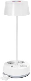 Aigostar-LED RGBW Stmievateľná stolová lampa s zásuvkami a USB LED/4,6W/230V biela