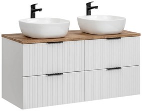 Závesná skrinka Casad s doskou a umývadlami 120 cm biela/dub wotan