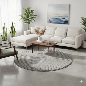 Koberec Modern ART 3D sivý kruh