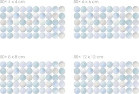Akvarelové bodky nordic 50 ks textilní prelepiteľné nálepky na stenu 50 ks 4x4 cm