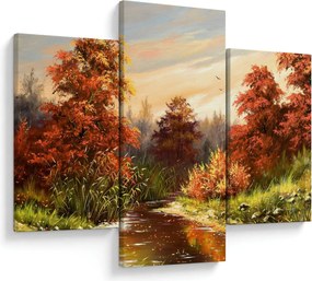 Obraz rieky v jesennej krajine, olejomaľba (90x60 cm)