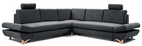 Rozkladacia rohová čalúnená sedacia súprava s úložným priestorom do tvaru L AVESTA antracit