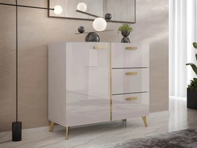 Komoda Rostiw 100 1D3SZ, Farby: kašmír / kašmír lesk + zlatá